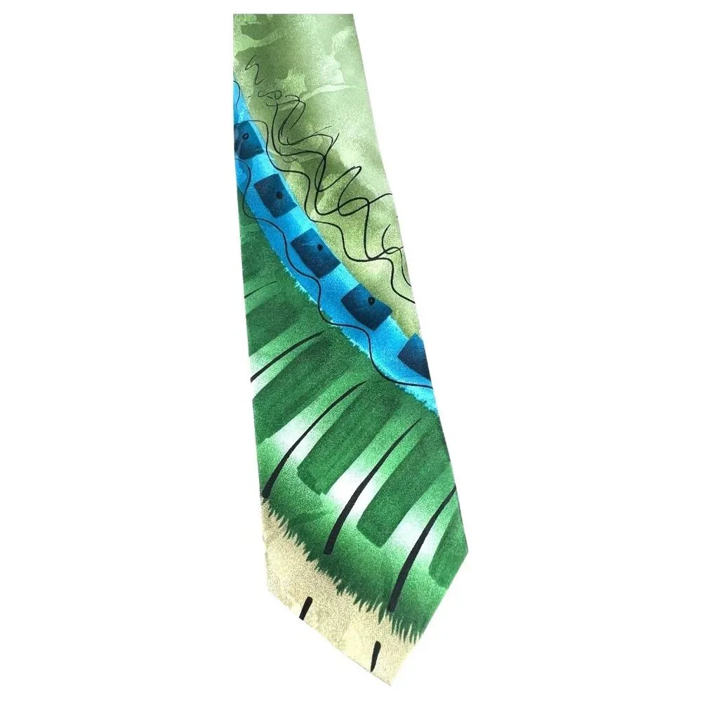 Jerry Garcia Silk Tie Blue Green Desert Storm Limited‎ ED Collection 47 Abstract